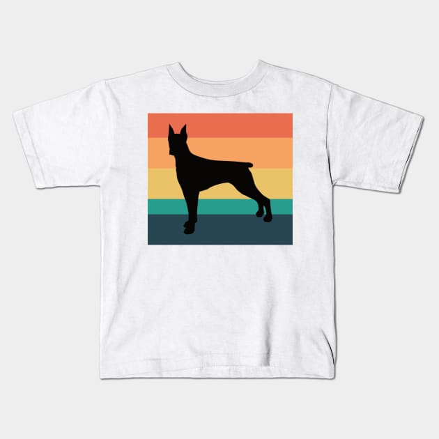 Doberman Pinscher Dog Vintage Sunset Kids T-Shirt by DPattonPD